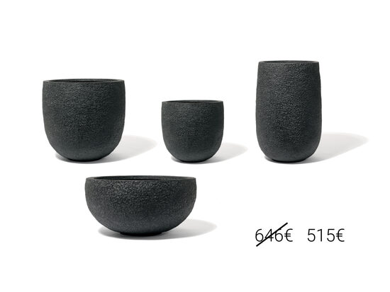 4 puķu podu komplekts no Rock Basalt sērijas